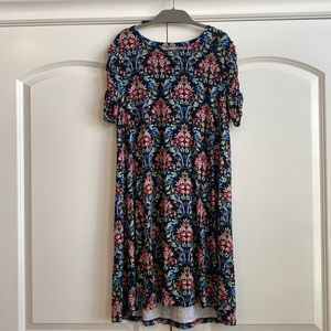 Loft Floral Tee Shirt MIDI Dress Tropical, Beachy, Boho Festival